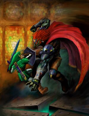 Link fighting Ganondorf OoT artwork.jpg